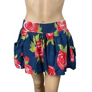 Vtg Y2K Abercrombie & Fitch Floral Micro Mini Skirt S | Smocked Cotton Rose